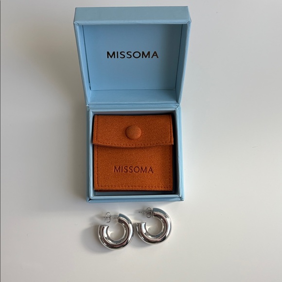 Missoma Chubby Medium Hoop Earrings, Silver - Picture 2 of 11
